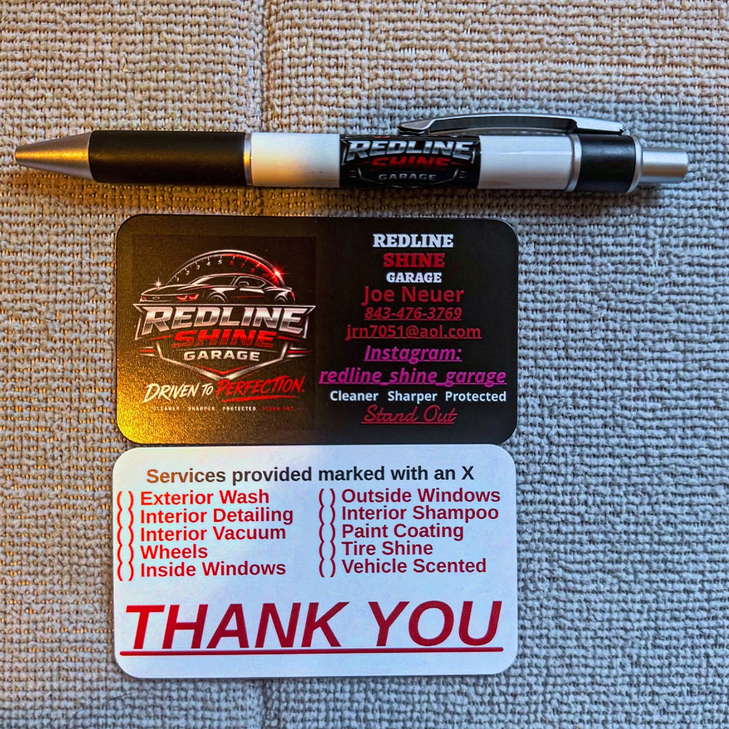 Redline Shine business cards